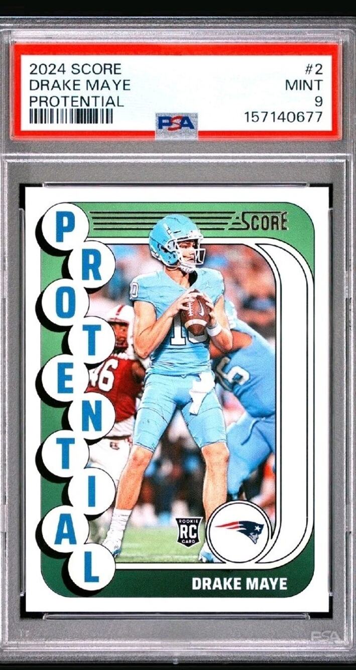 2024 Score Protential Drake Maye #2 RC PSA 9 Mint New England Patriots Football
